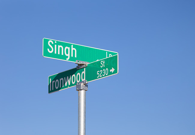 Singh Lane street sign